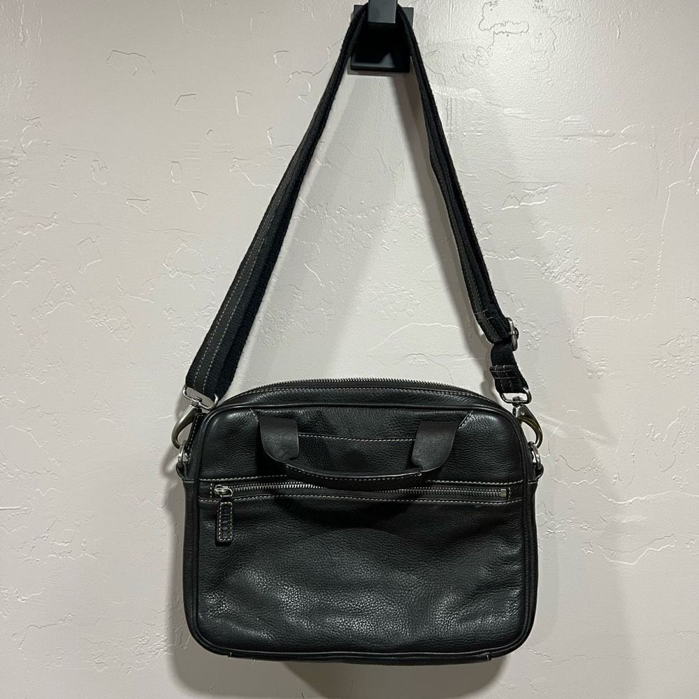 Levenger Brown Full Grain Leather Shoulder Business Bag